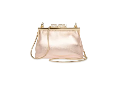 MIU MIU Shoulder Strap With Nappa Leather Wallet "Shiny Pale Pink"