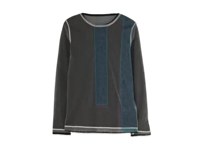 Yohji Yamamoto Y's POLYESTER TULLE PARTIAL FOURFOLD 2 SET LONG SLEEVE T "Gray"