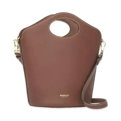 Burberry Small Leather Pocket Bucket Bag "Tan"