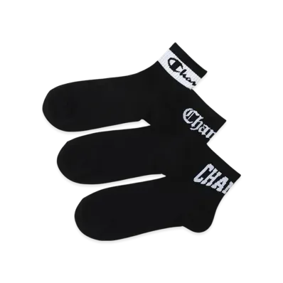 Champion 3-Pair Quarter Length Socks "Black"