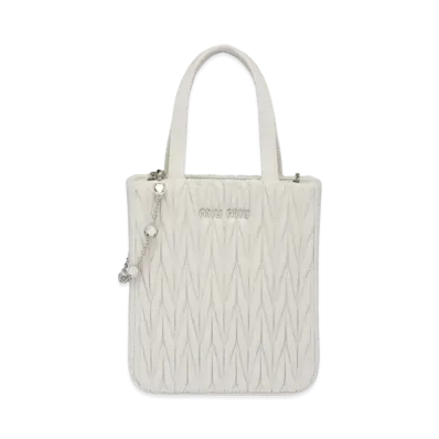 MIU MIU Materassenapa Leather Handbag "White"
