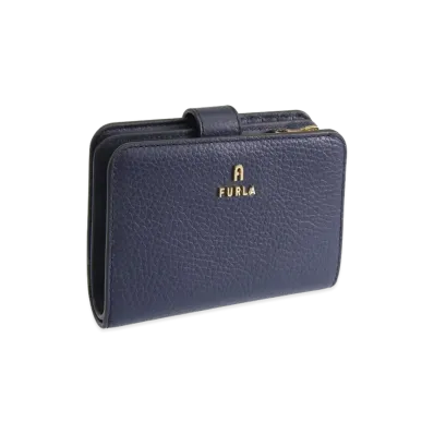 FURLA Camelia M Compact Wallet Z/W Bifold "Black"
