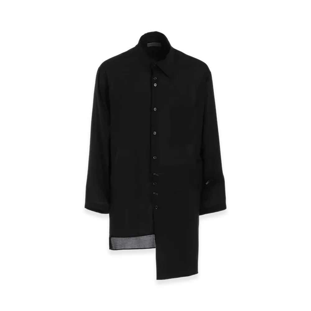 Yohji Yamamoto POUR HOMME Cellulose Lawn Zip Detail Blouse "Black"