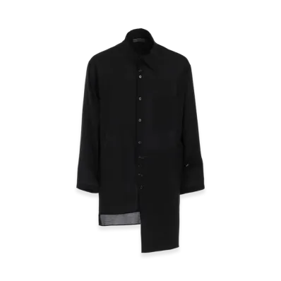 Yohji Yamamoto POUR HOMME Cellulose Lawn Zip Detail Blouse "Black"