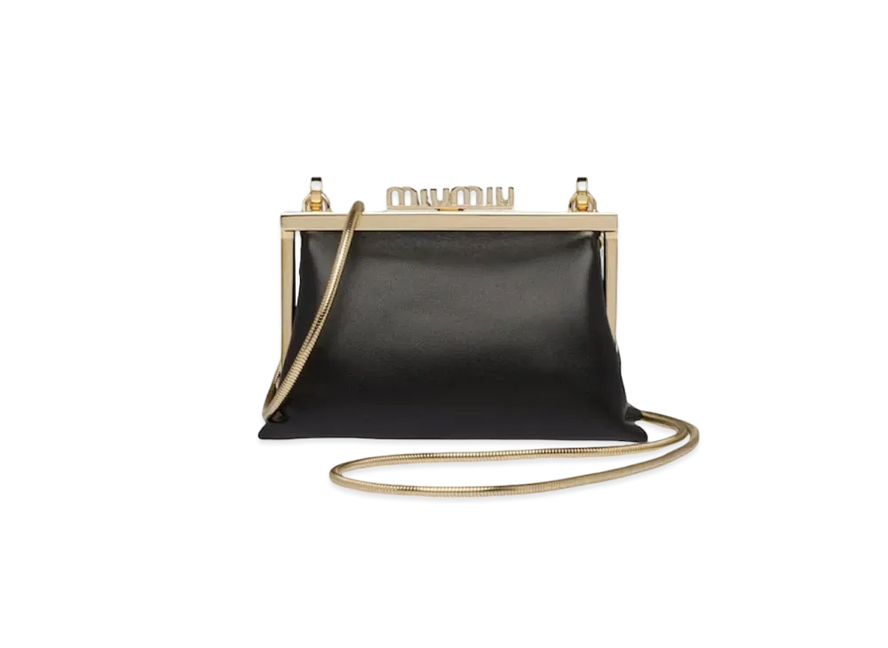 MIU MIU Shoulder Strap With Nappa Leather Wallet "Black"