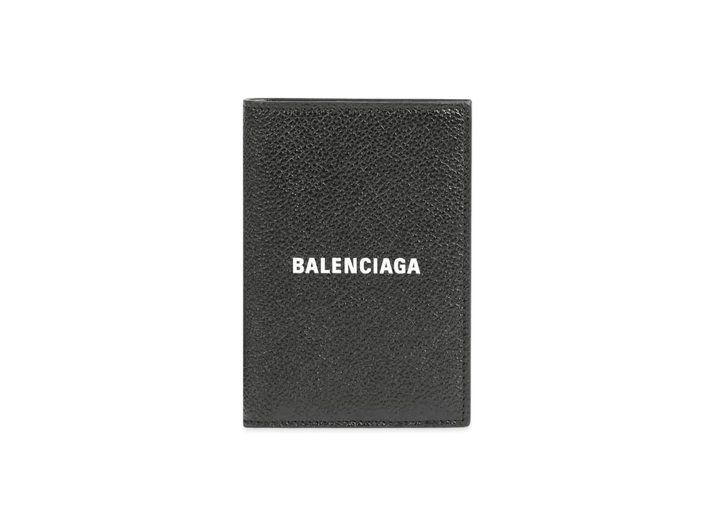 BALENCIAGA Cash Vertical Bifolded Wallet Grained Calfskin "Black/White"