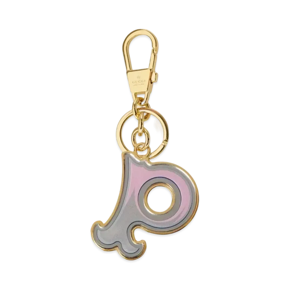 GUCCI Letter P Plexiglas Keychain "Lilac Pink"