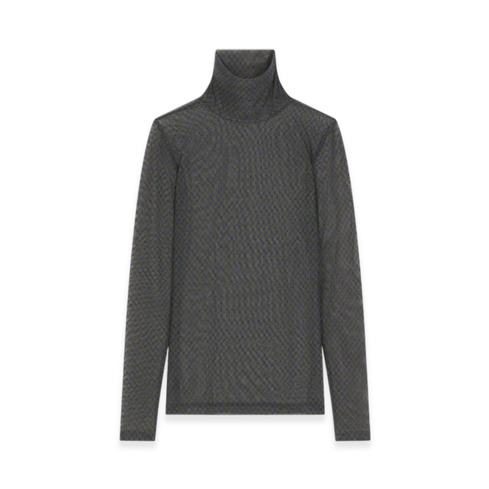 DRIES VAN NOTEN Women's Printed Turtleneck Tee "Navy"