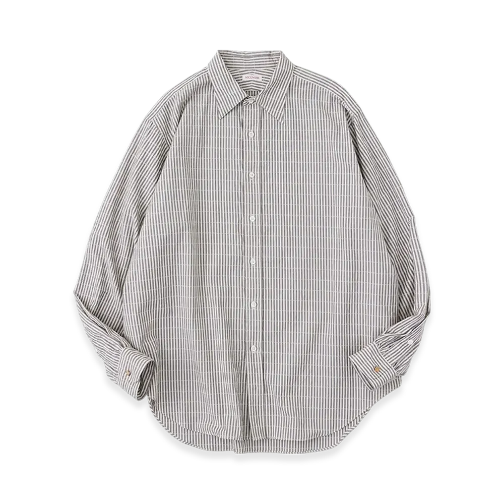 NICENESS Clement Dobby Stripe Regular Collar Dress Shirt "Gray"