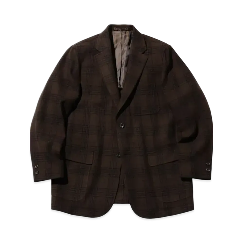 BEAMS 3B Box Fit Jacket Recycle Wool Plaid "Brown"