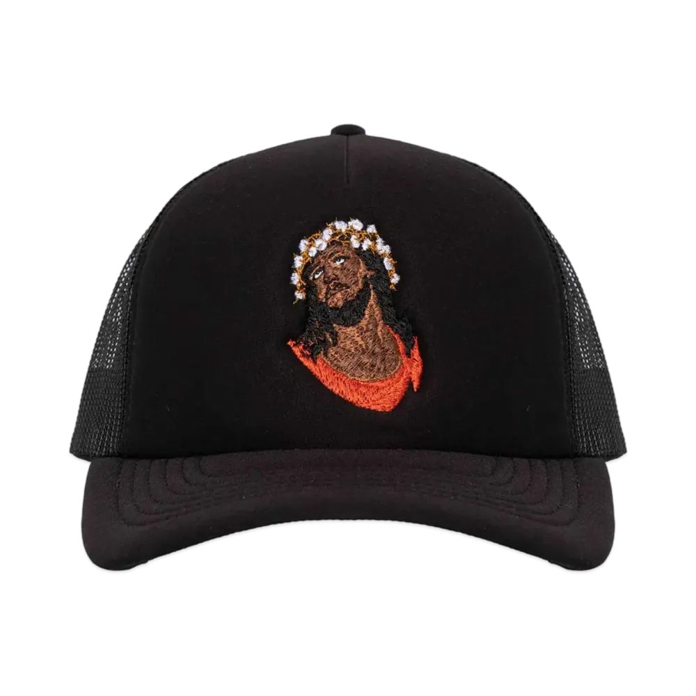 DENIM TEARS Crown Made of Cotton Trucker Hat "Black"