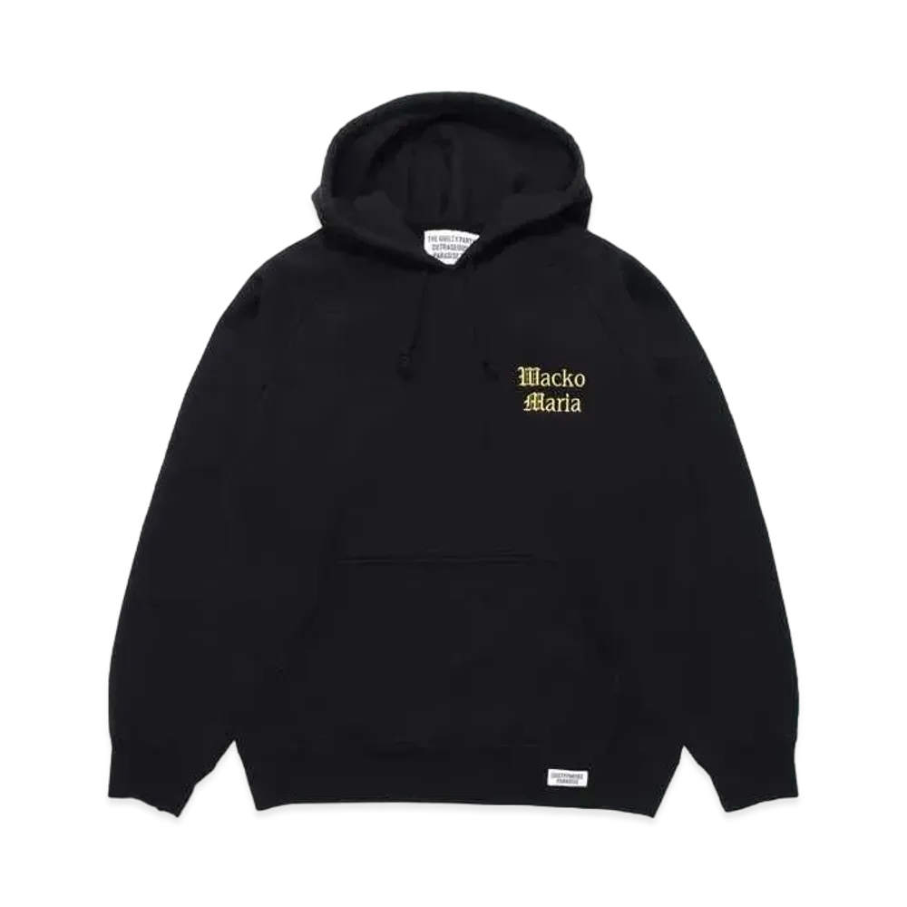 WACKO MARIA Washed Heavy Weight Pull Over Hooded Sweat Shirt "Black 1"