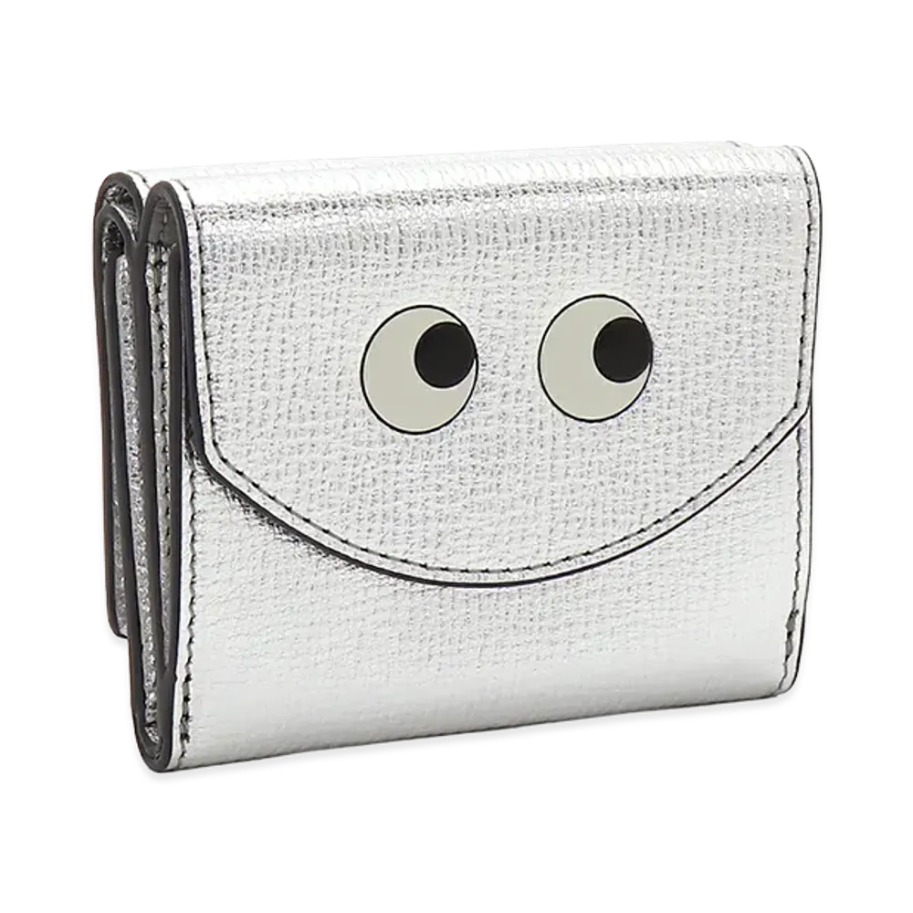 ANYA HINDMARCH Women's Eyes Mini Tri-Fold Wallet "Silver"