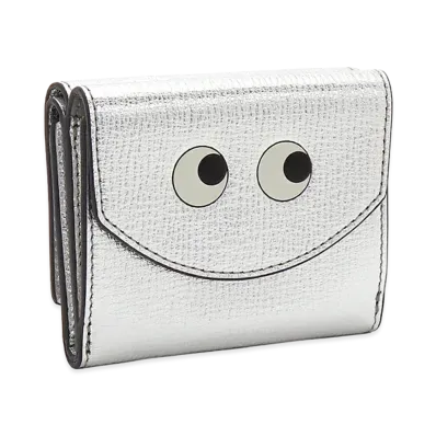 ANYA HINDMARCH Women's Eyes Mini Tri-Fold Wallet "Silver"