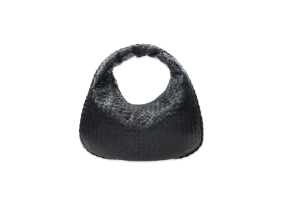 Bottega Veneta Woven Lambskin Medium Veneta Shoulder Bag "Black"