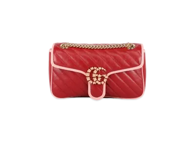 GUCCI GG Marmont Small Shoulder Bag "Red/Pink"