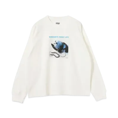 B:MING by BEAMS x PUPPET SUNSUN / Fade Photo Print Long Sleeve T-Shirt Music "OffWhite"