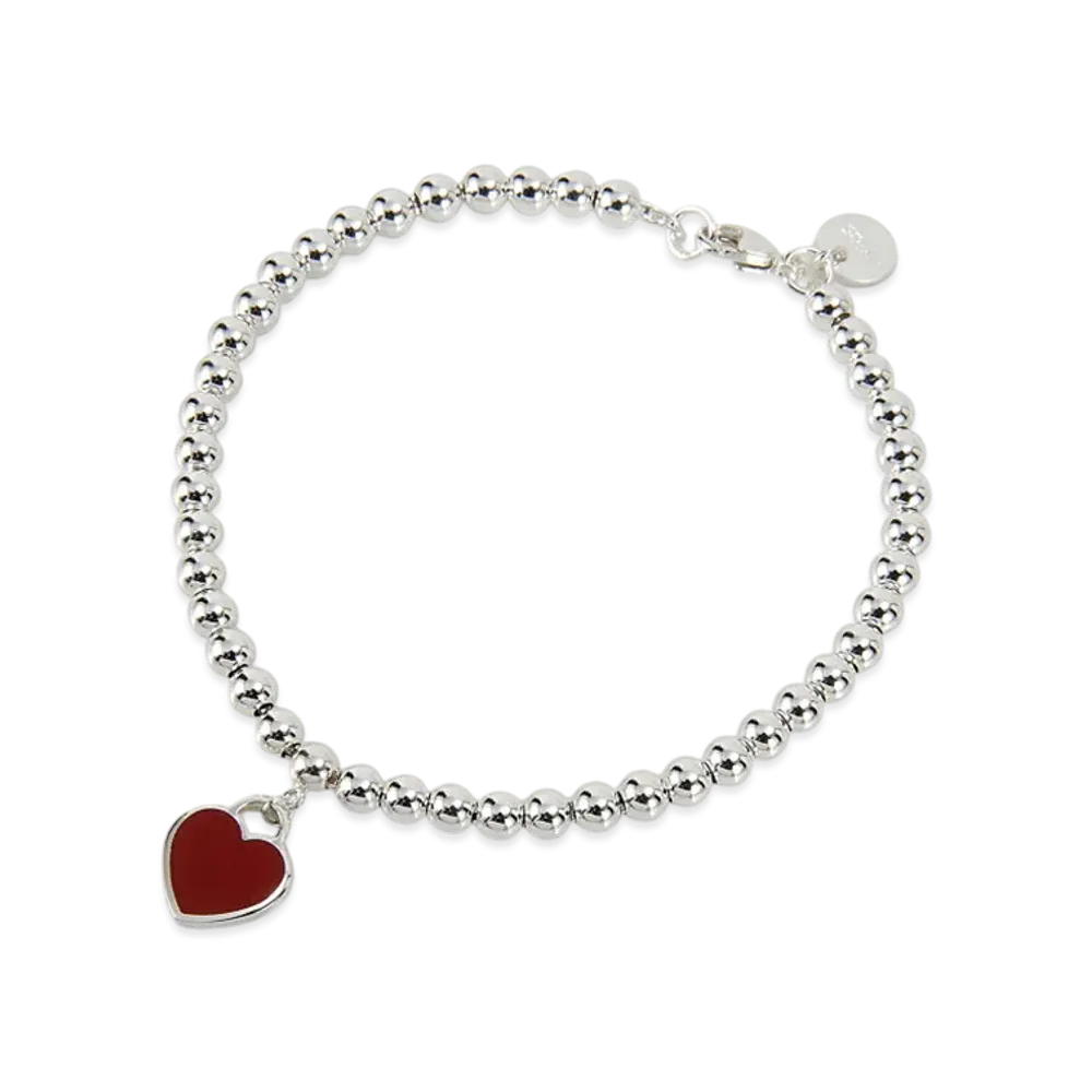 Tiffany & Co. Return to Tiffany Mini Heart Bead Bracelet with Diamonds Medium "Silver"