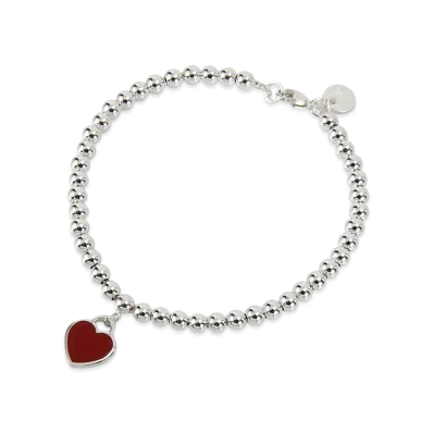 Tiffany & Co. Return to Tiffany Mini Heart Bead Bracelet with Diamonds Medium "Silver"