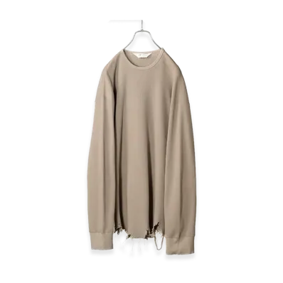 ANCELLM Damage Waffle Crew LS "P.Beige"