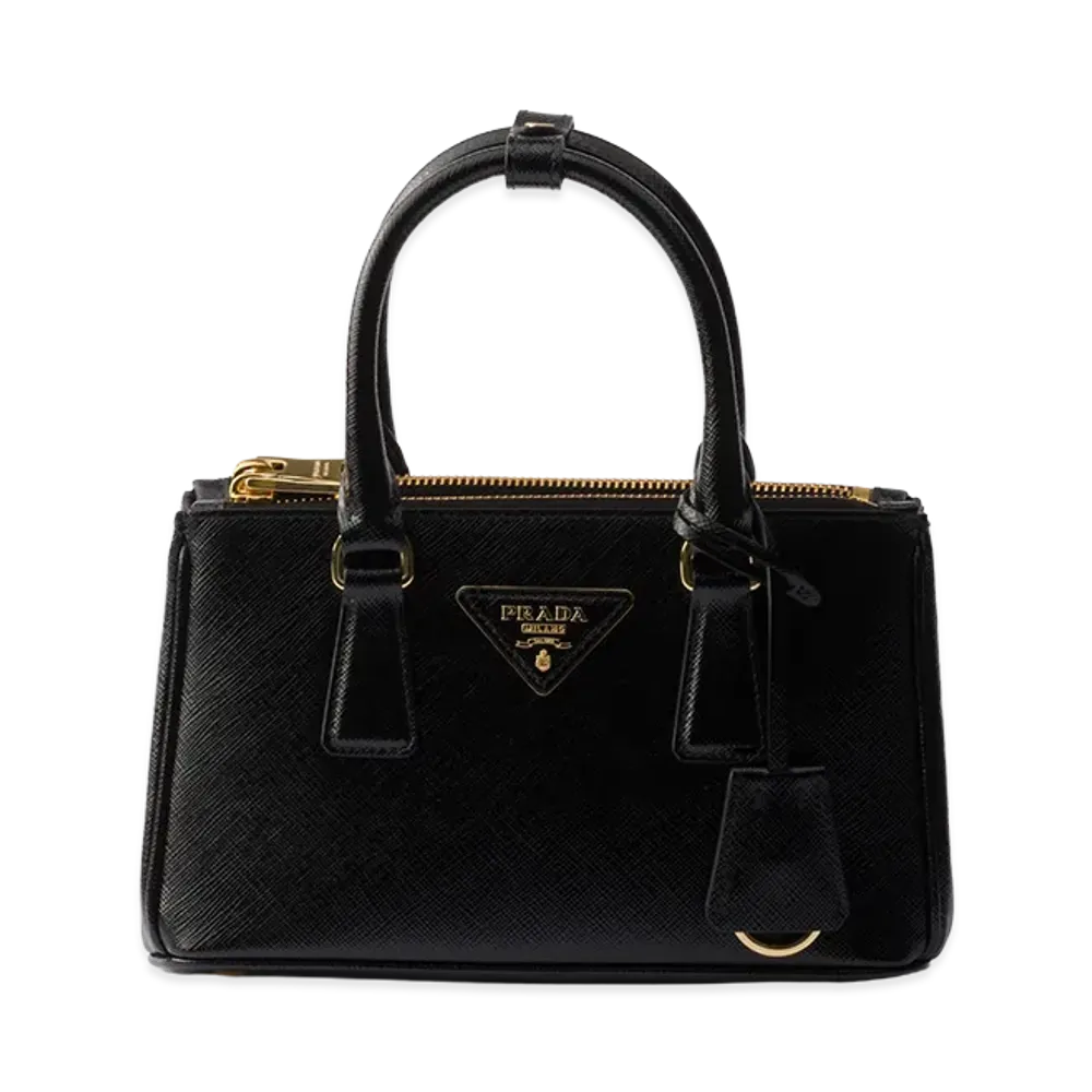 PRADA Galleria Patent Saffiano Leather Mini Bag "Chrome Silver"