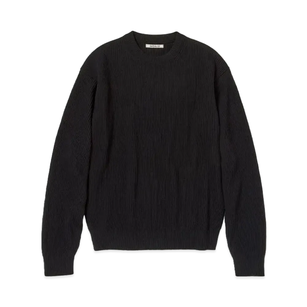 AURALEE Super Fine Wool Rib Knit P/O "Black"