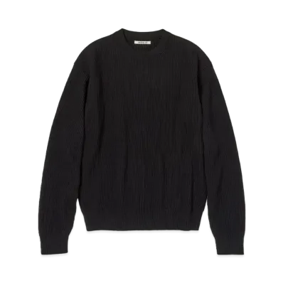 AURALEE Super Fine Wool Rib Knit P/O "Black"