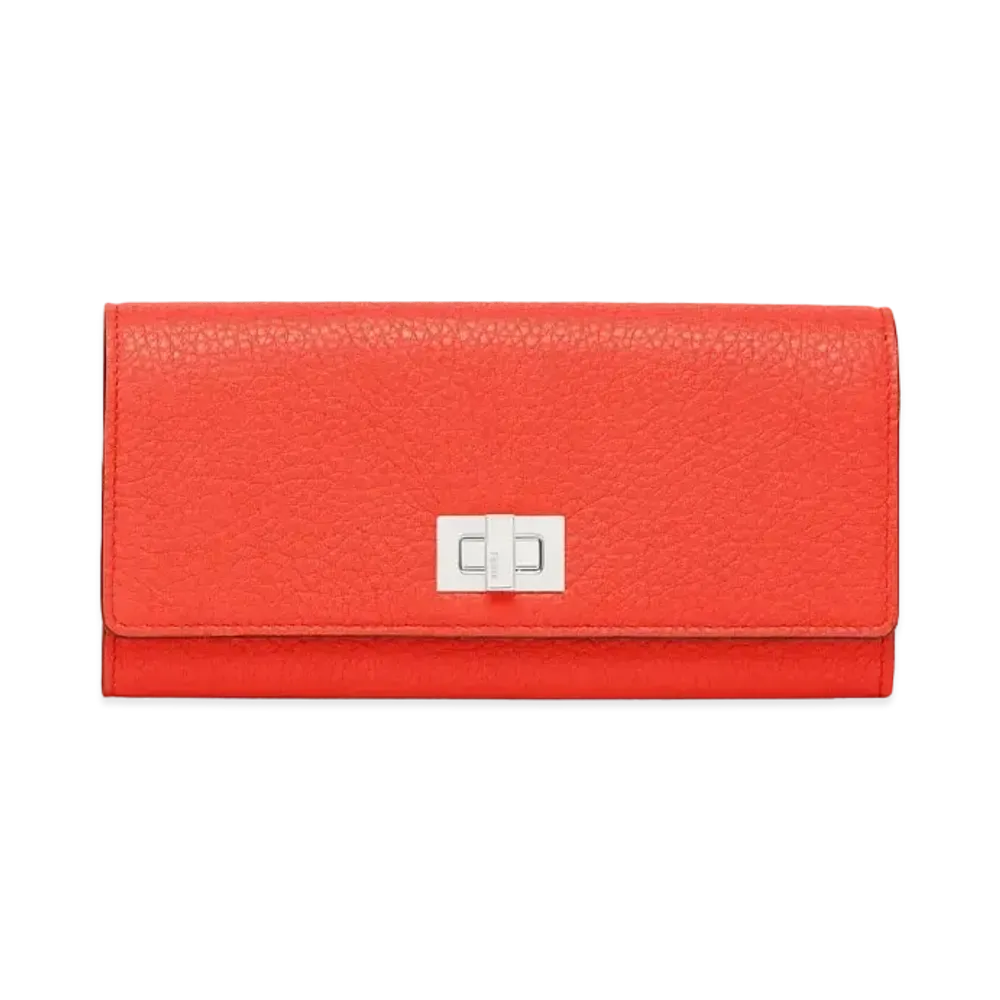 FENDI Peekaboo Continental Leather Wallet "Red"