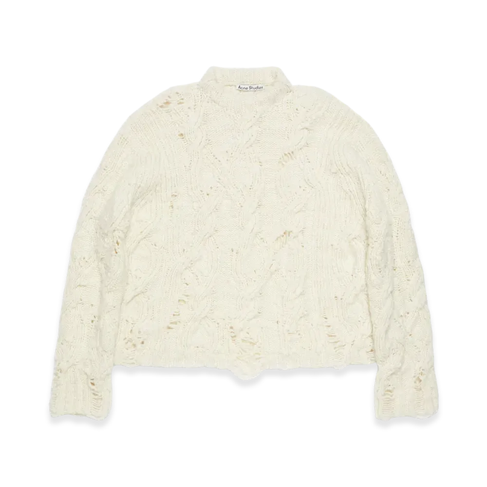 Acne Studios Distressed Cable Jumper "Pale Beige"