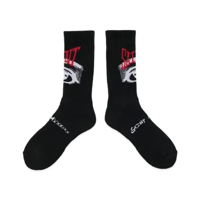 SAINT Mxxxxxx Socks_Eye "Black" (24FW) SM-YS1-0000-101