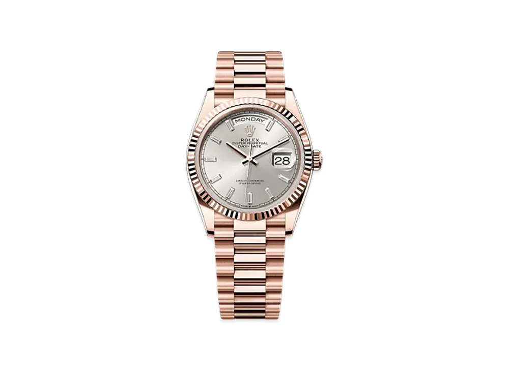 ROLEX Day-Date 36mm Everose Gold 128235 "Silver"
