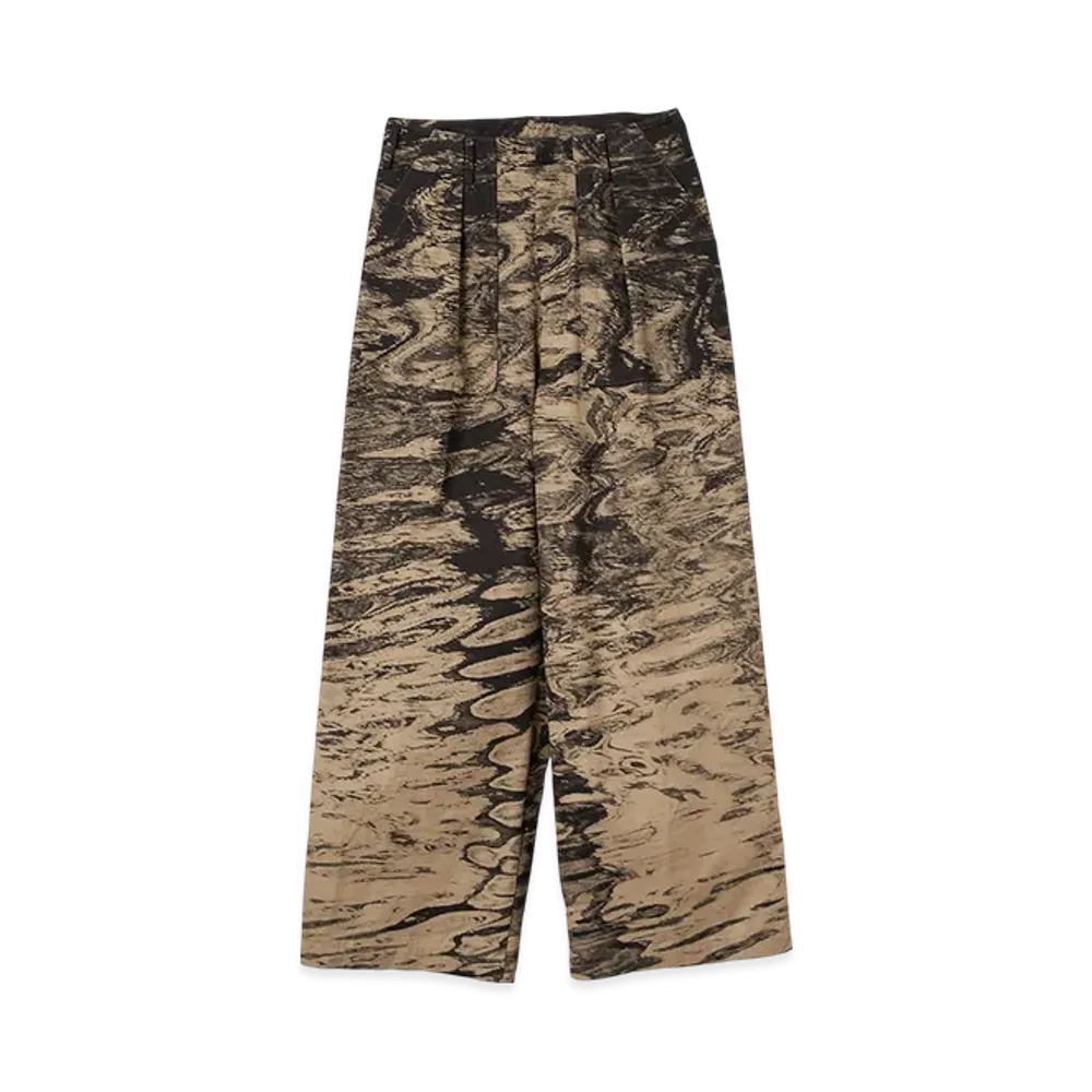 YOKE Photo Printed Finx Cotton Washer Gabadine 1Tuck Baker Pants "Beige"