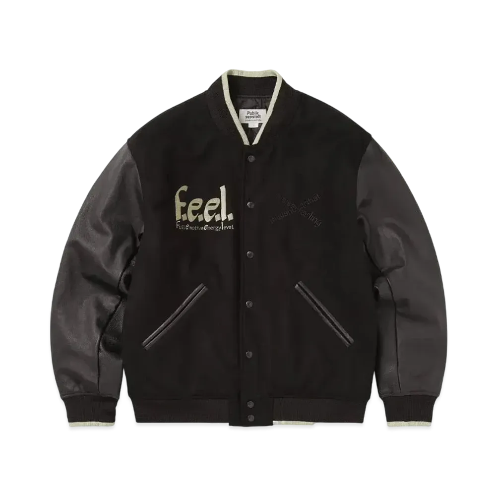 thisisneverthat x Public Full EmotiveTIVE Varsity Jacket "Black"