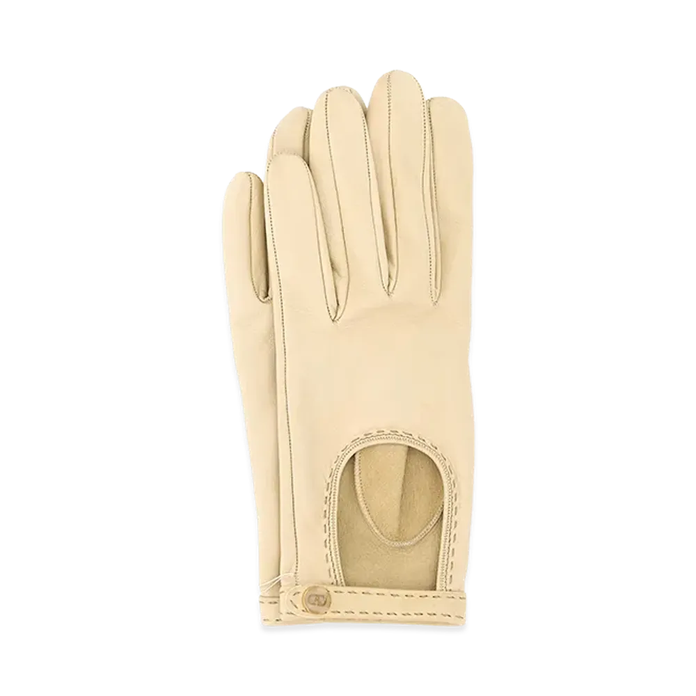 Valentino Women's Leather Gloves "Ivory/White"