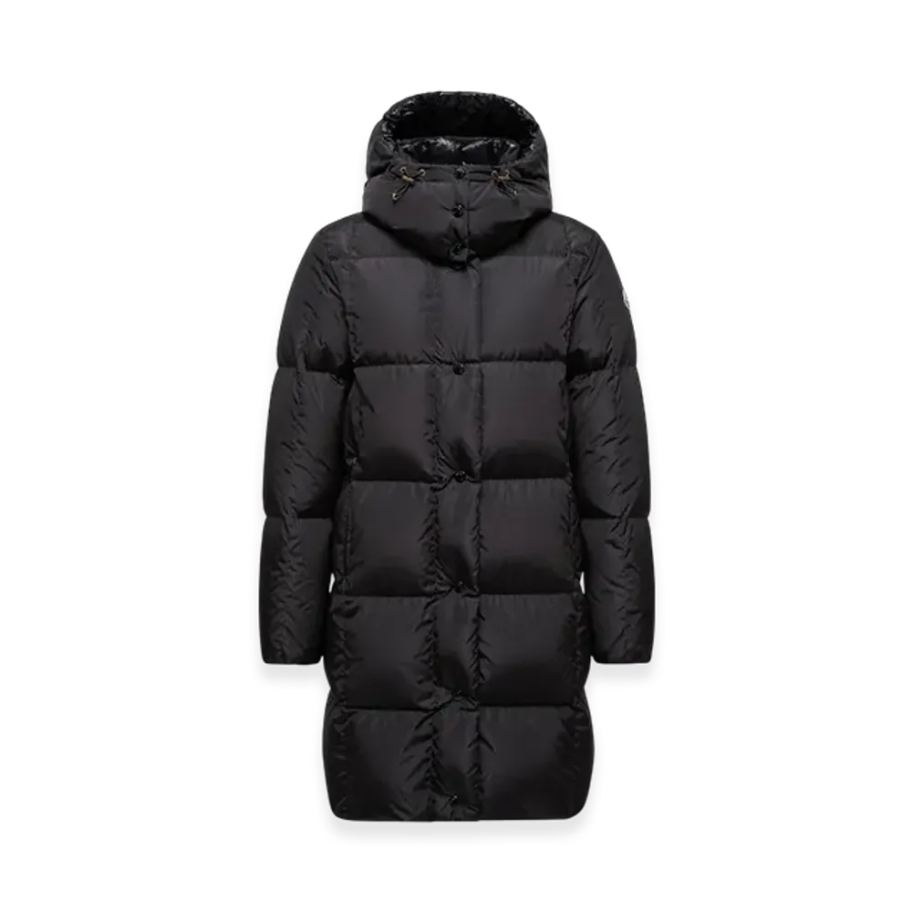 MONCLER Litte Square-Quilted Hooded Long Down Jacket "Black"