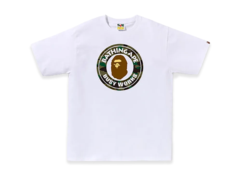 A BATHING APE 1ST Camo Busy Works Tee "White/Green"