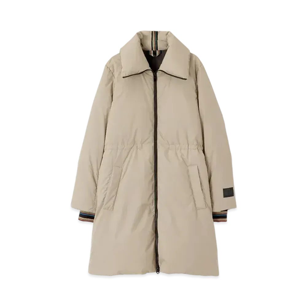Paul Smith Women's Signature Stripe Long Down Coat "Beige"