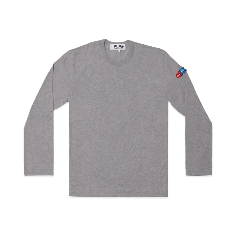 PLAY COMME des GARCONS Invader Cotton L/S T-Shirt Mens "Grey"