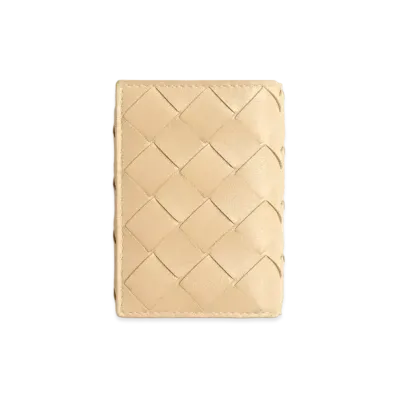 Bottega Veneta Intrecciato Lambskin Small Trifold Wallet "Porridge"