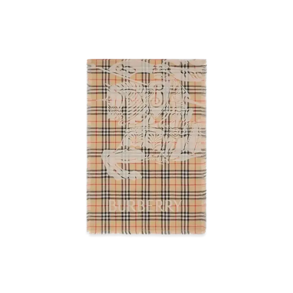 Burberry EKD Check Wool Scarf "Sand"