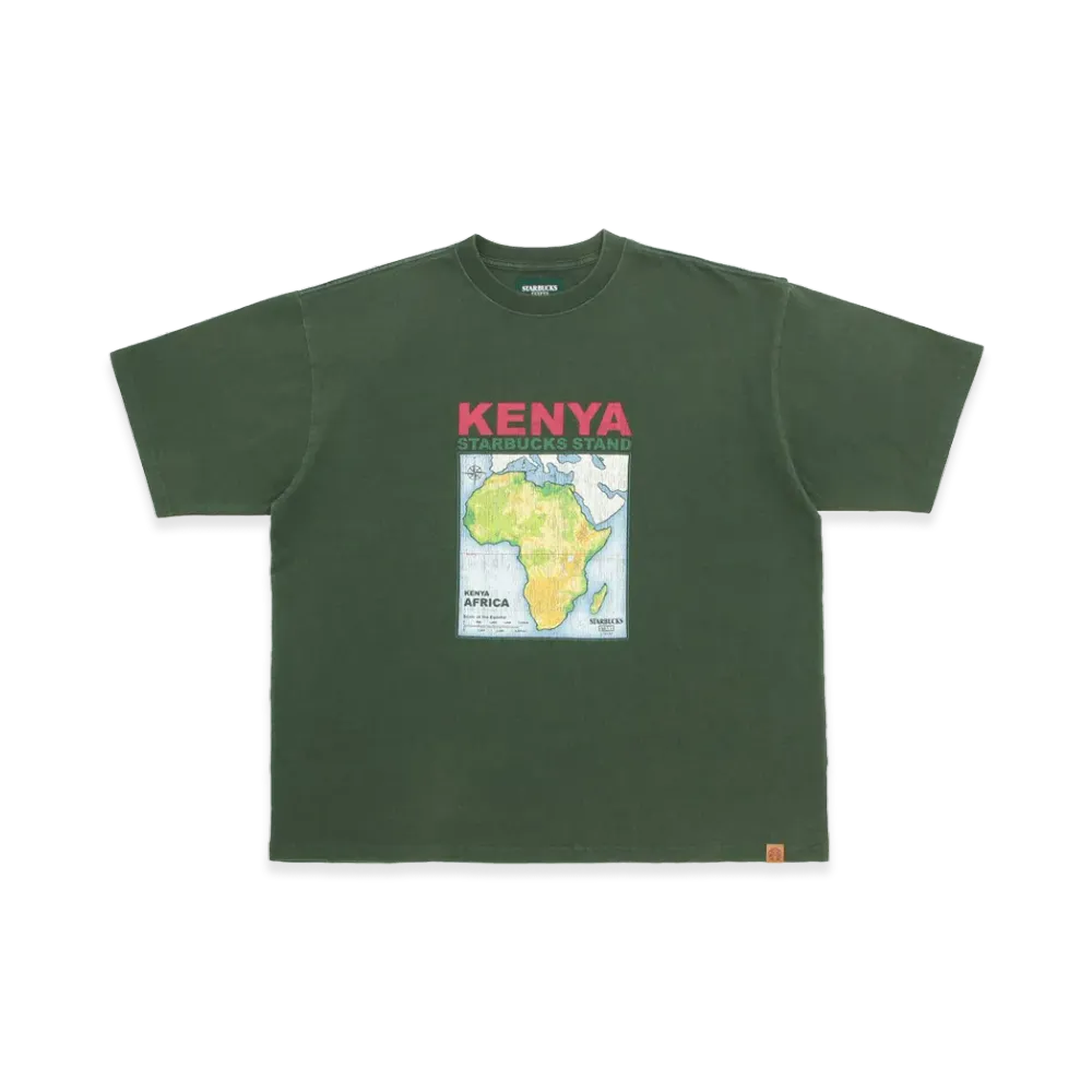 STARBUCKS STAND by BEAMS Print T-Shirt KENYA "Green"