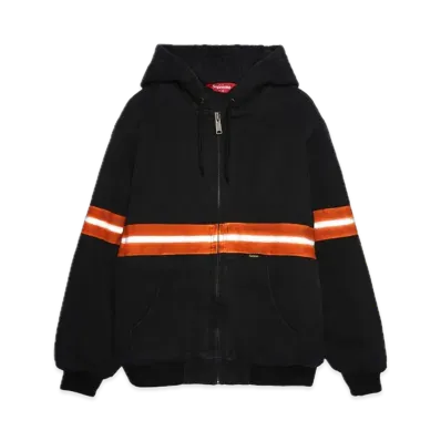 Supreme Reflective Stripe Hooded Work Jacket "Black"