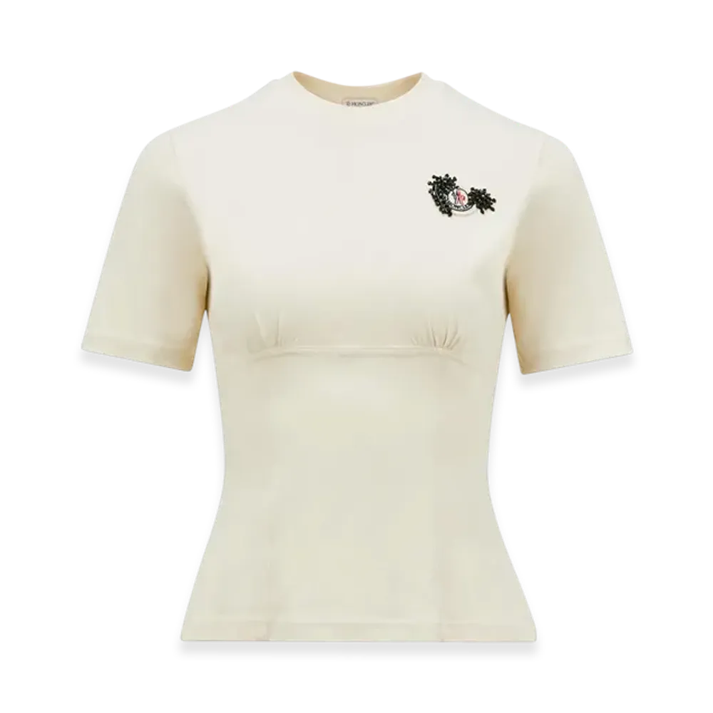 MONCLER Hand-Beaded Cotton Top "White"