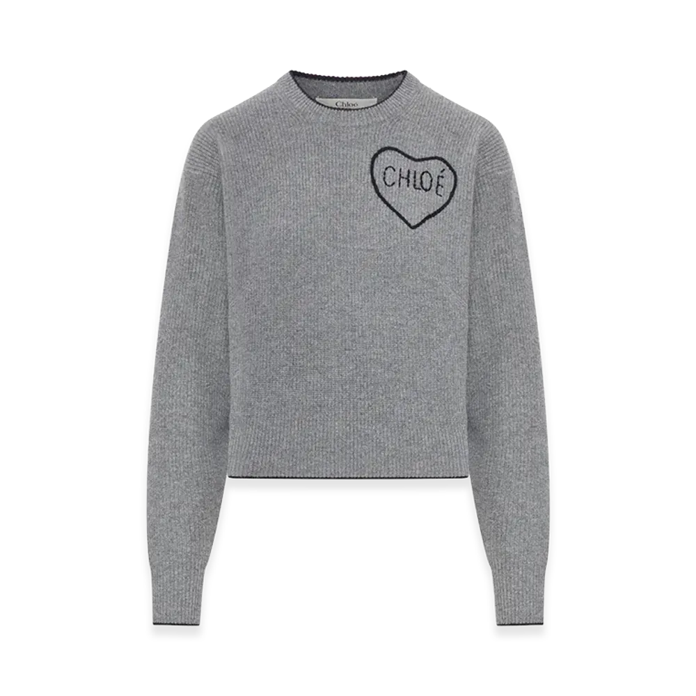 Chloe Women's Cashmere Crewneck Sweater "Gray"