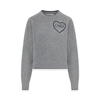 Chloe Women's Cashmere Crewneck Sweater "Gray"