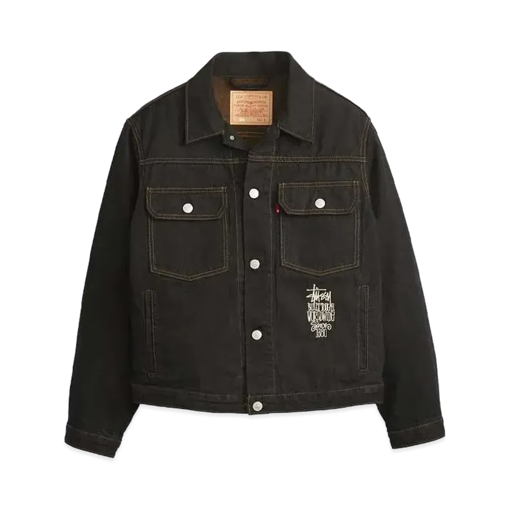 Stussy x Levi's Crispy Rinse Trucker "Black/Brown"