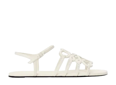 LOEWE Women's Petal Anagram Sandals in Calfskin "White"