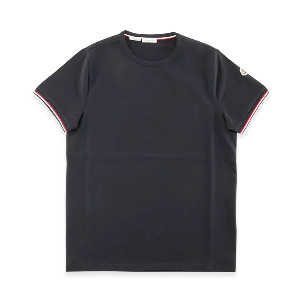 Moncler Men's Icon Patch Tricolor Line T-Shirt "Navy"