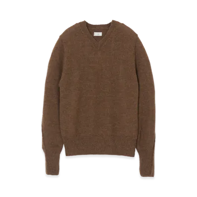 YOKE Baby Alpaca V-neck Sweater "Brown"