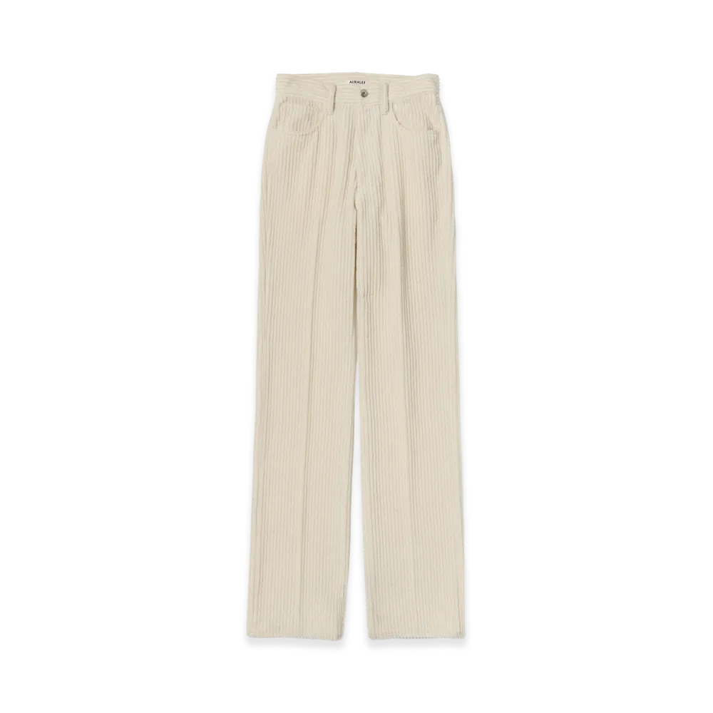 AURALEE Women's Wool Cashmere Corduroy 5P Pants "Ivory"